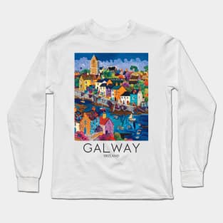 A Pop Art Travel Print of Galway - Ireland Long Sleeve T-Shirt